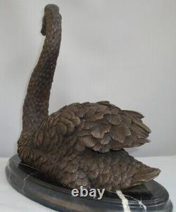 Bronze Swan Bird Animal Statue Sculpture in Art Deco and Art Nouveau Style