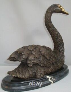 Bronze Swan Bird Animal Statue Sculpture in Art Deco and Art Nouveau Style