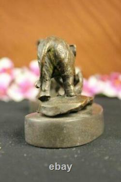 Bronze Three Elephants March Statue Sculpture Deco Animal Figure Art Decor