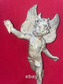 Bronze Winged Putto on Celestial Globe Sculpture, 20th Century Art Deco, 43 cm