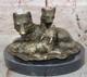 Bronze Wolf Sculpture Cub Art Deco Decorative Wildlife Figure