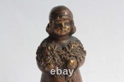 Bronze miniature Small winged girl Angel Seal Art Deco (59045)