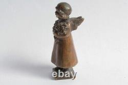 Bronze miniature Small winged girl Angel Seal Art Deco (59045)