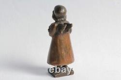 Bronze miniature Small winged girl Angel Seal Art Deco (59045)