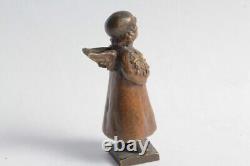 Bronze miniature Small winged girl Angel Seal Art Deco (59045)