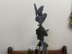Bronze sculpture of a hand releasing butterflies, Art Deco, signed
