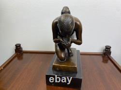 Bronze sculpture of a woman, The Drinker, Art Deco after E. Wenck