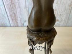 Bronze sculpture of a woman on a stool, Art Deco, after Demetre Chiparus