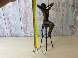 Bronze sculpture of a woman on a stool, Art Deco, after Demetre Chiparus