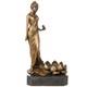 Bronze Sculpture Of A Woman With Flowers Art Deco After E. Tell