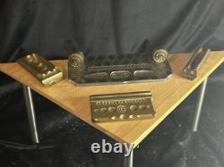 Brutalist bronze desk set signed P. Desprez, France, 4 pieces