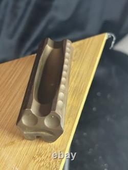Brutalist bronze desk set signed P. Desprez, France, 4 pieces