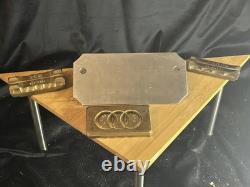 Brutalist bronze desk set signed P. Desprez, France, 4 pieces