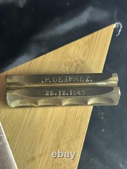 Brutalist bronze desk set signed P. Desprez, France, 4 pieces