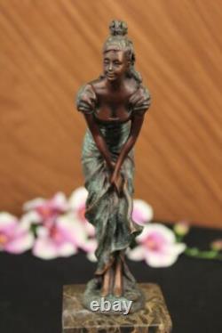 Bust of the Sad Young Girl Bronze and Marble Art Deco Figurine Bust of the Sad Young Girl Bronze and Marble Art Deco Figurine