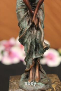 Bust of the Sad Young Girl Bronze and Marble Art Deco Figurine