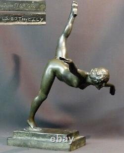 C 1930 Beautiful Bronze Sculpture Botinelly 37cm3.4kg Susse Betting Art Deco Dancer