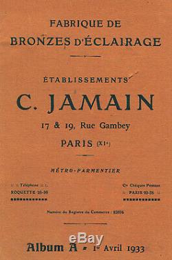 C. Jamain Wall Art Deco Bronze And Nickel Tulip Glass Pressed 1930