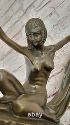 C. MIRVAL Bronze Art Deco Statue Dancer Nude Marble Figurine Sculpture