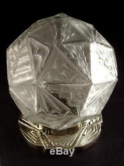 C. Ranc Nightlight Art Deco Modernist Bronze Nickel & Glass Globe Pressed