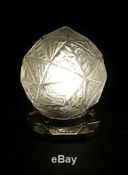 C. Ranc Nightlight Art Deco Modernist Bronze Nickel & Glass Globe Pressed