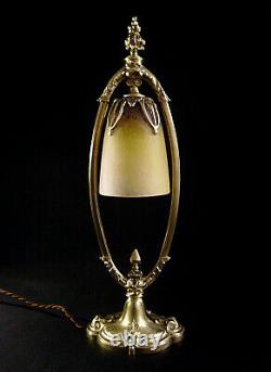 C. Ranc & Schneider Art Deco Lamp Bronze And Glass Pte Tulip 1930