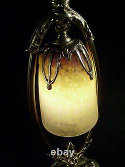 C. Ranc & Schneider Art Deco Lamp Bronze And Glass Pte Tulip 1930