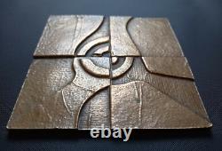 C-Rare Bronze Art Deco Medal Plaque, 96 x 96 mm, Geometric Shape, Numbered