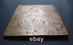 C-Rare Bronze Art Deco Medal Plaque, 96 x 96 mm, Geometric Shape, Numbered