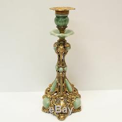Candlestick Art Deco Style Art Nouveau Porcelain Ceramic Bronze