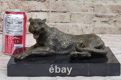 Captivating Art Deco Bronze Figurine of a Cheetah, Signed Artistic Fauna