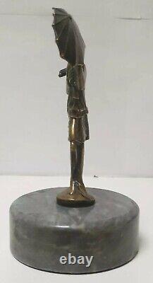 Car Mascot Costume Woman Umbrella Varnier Bronze Art Deco Hood Car Woman