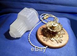 Ceiling Light Globe Building Glass Mold Muller, Hubens Bronze Base And Oak