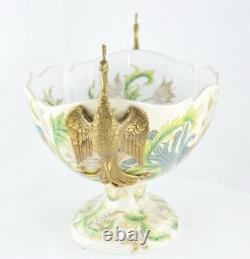 Centerpiece Bowl Peacock Bird Art Deco Style Art Nouveau Porcelain