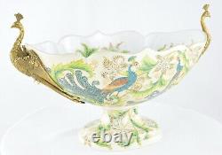 Centerpiece Bowl Peacock Bird Art Deco Style Art Nouveau Porcelain