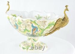 Centerpiece Bowl Peacock Bird Art Deco Style Art Nouveau Porcelain