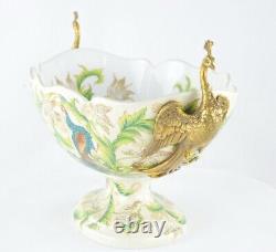 Centerpiece Bowl Peacock Bird Art Deco Style Art Nouveau Porcelain