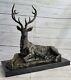 Cerf Élan Renne Buck Hunter Bronze Marble Statue Sportsman Faune Art Decor