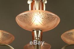 Chandelier Art Deco Bronze And Wood Beech / Chandelier Art Deco