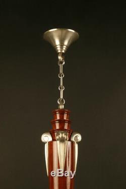 Chandelier Art Deco Bronze And Wood Beech / Chandelier Art Deco