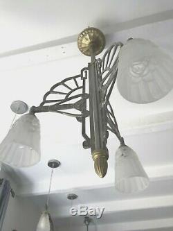 Chandelier Art Deco Sign Degue Lamp French Tulip Wall Lamp Muller Daum