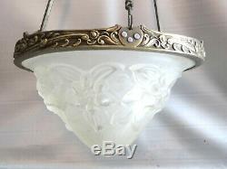 Chandelier Lamp Art Deco Bronze Nickel Silver Paste Glass Shells