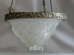Chandelier Lamp Art Deco Bronze Nickel Silver Paste Glass Shells