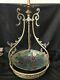 Chandelier, Suspended Basin Painted Decorated Bronze And Brass
