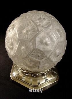 Charles Ranc Lamp Art Deco Bronze Nickelé And Globe Glass Pressed 1930