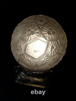 Charles Ranc Lamp Art Deco Bronze Nickelé And Globe Glass Pressed 1930
