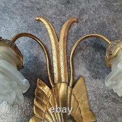 Charles Ranc Pair of Art Deco Bronze Wall Sconces with Dove Decoration ref AP179