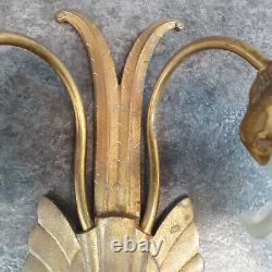 Charles Ranc Pair of Art Deco Bronze Wall Sconces with Dove Decoration ref AP179