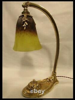 Charles Ranc - Schneider Lamp Art Deco Bronze Pate Of Glass Lamp Muller