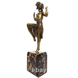 Charlotte Monginot Bronze Dancer Art Deco 1930 on Portor Base
